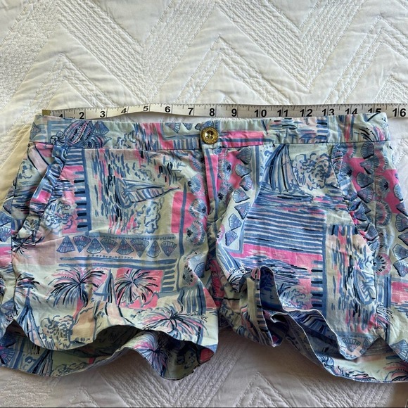 Lilly Pulitzer Adie Ruffle Shorts Whisper Blue Yeah Buoy 4 - Picture 4 of 8